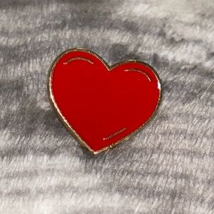 Simple Red & Gold Heart Shaped Enamel and Metal Pin